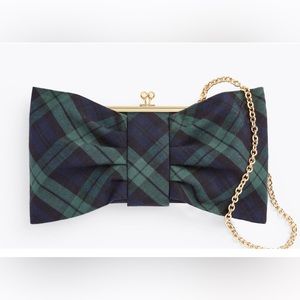 Talbots Black Watch Plaid Bow Kiss-lock Clutch with Chain